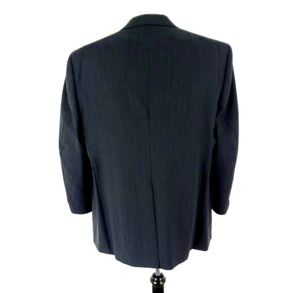 Hart Schaffner Marx Wool 2 Button 2 Piece Suit 44R Gray Striped 36/27 Pleated - Picture 6 of 11